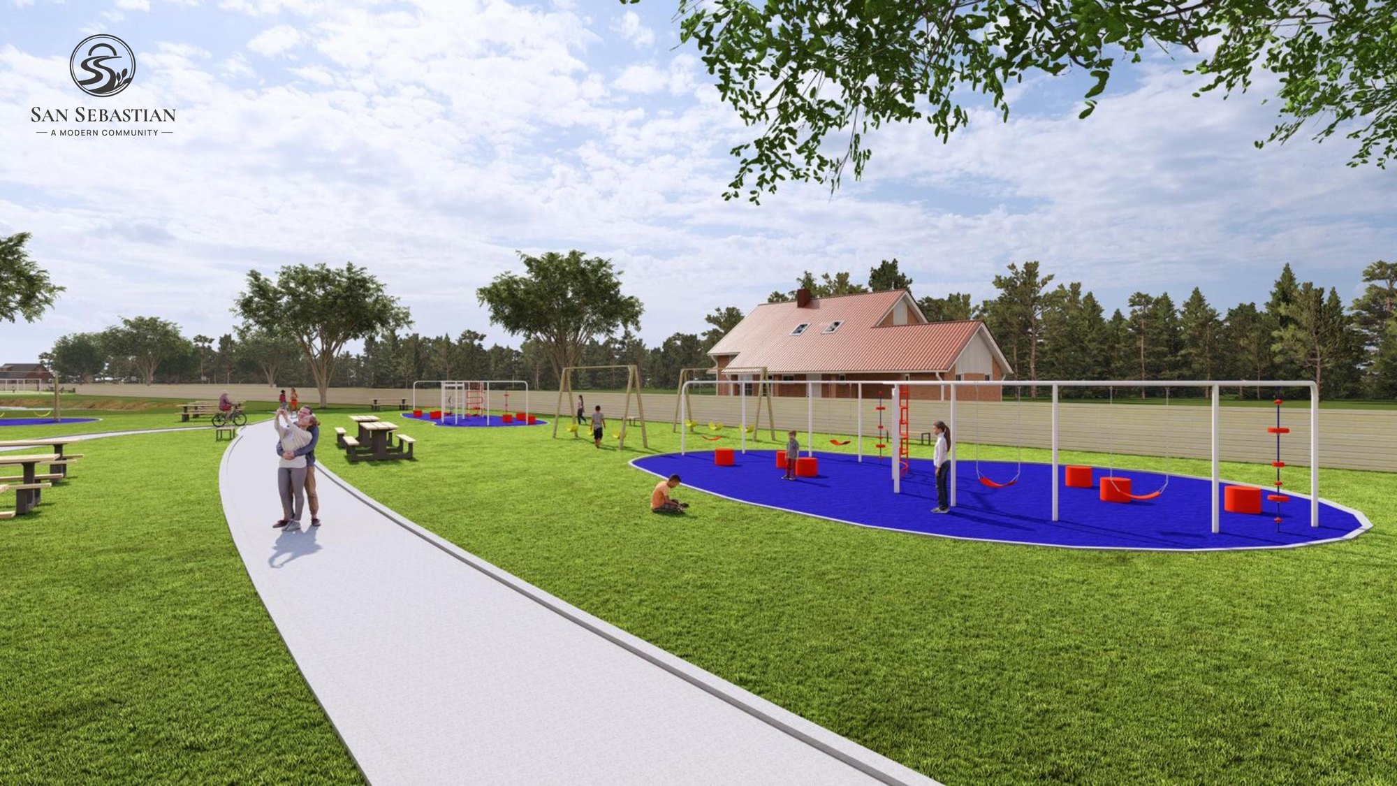 Playground and walking path near clubhouse