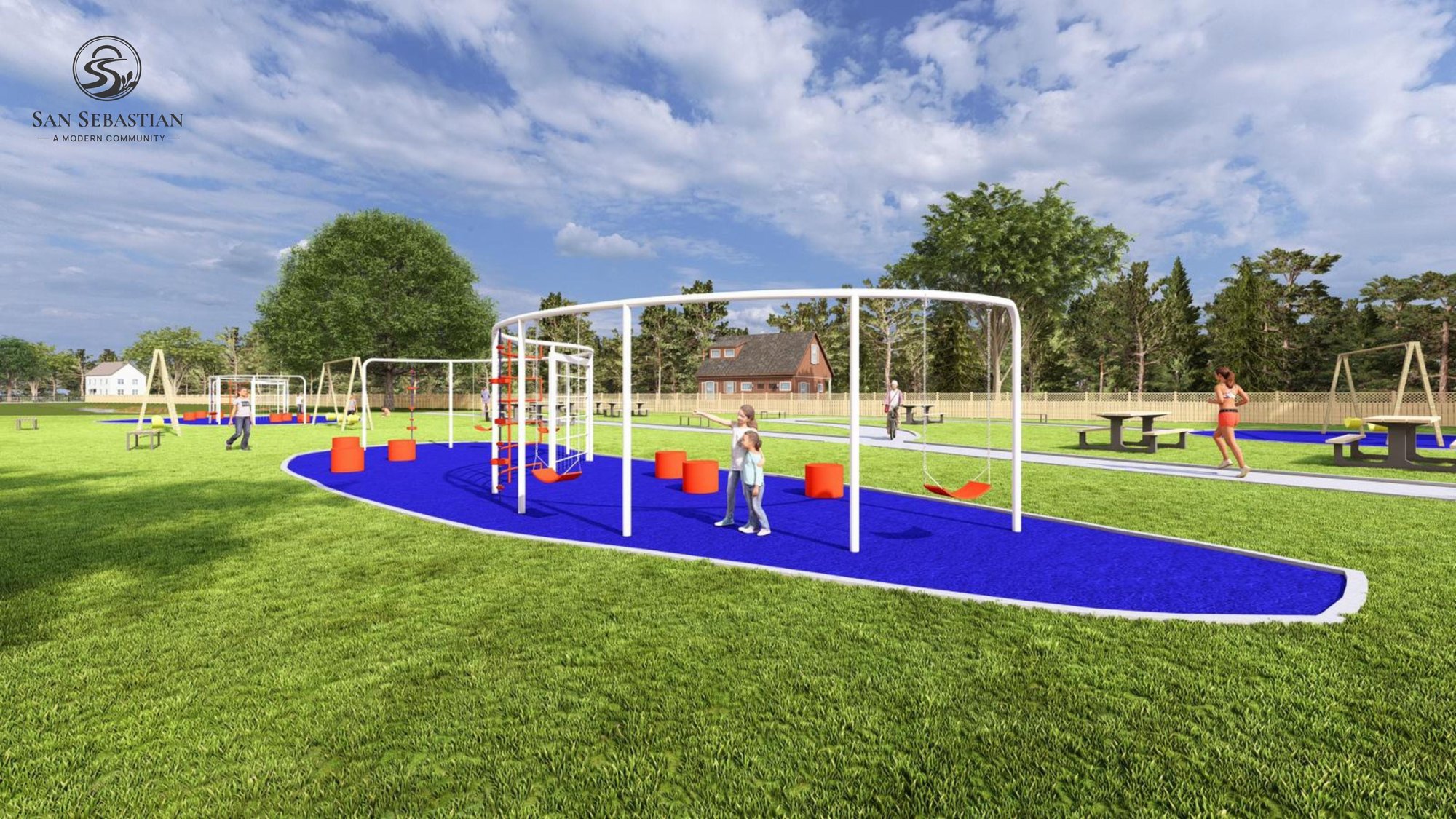 Children's playground with swings